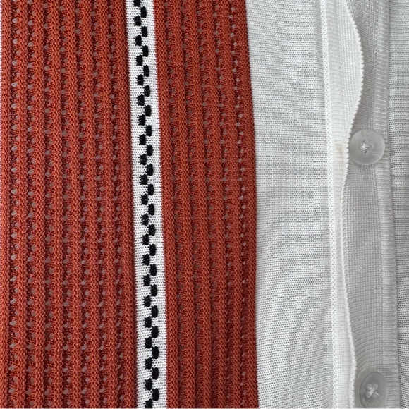 Edition S Mens Short Sleeve Knit white crochet pattern vintage style Shirt - Picture 3 of 5